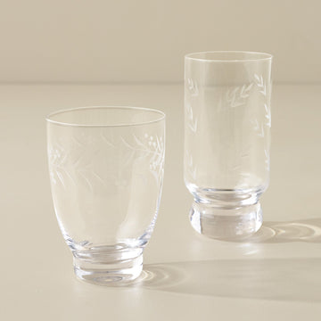 Vintage-Inspired Etched Glass Tumbler