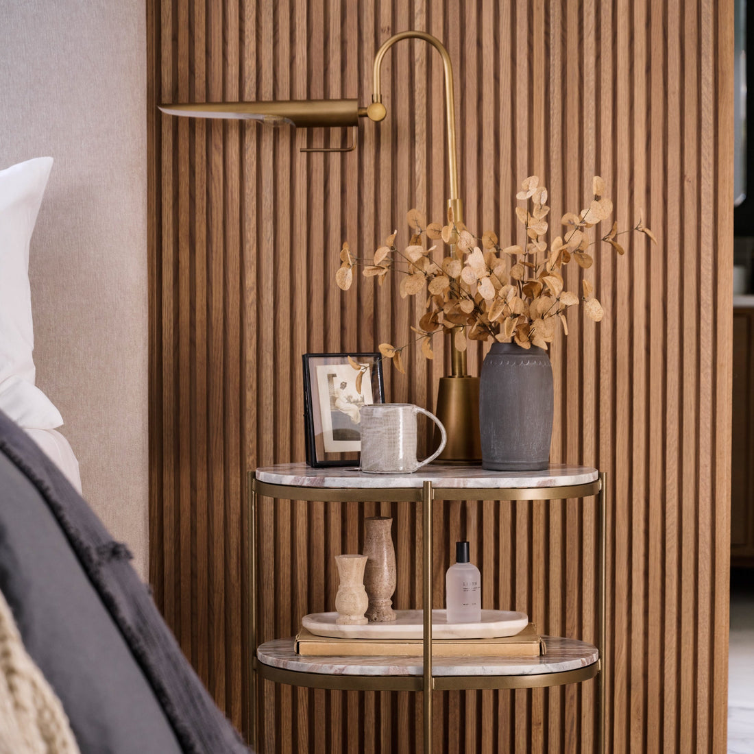 Linear Natural Brass Task Lamp