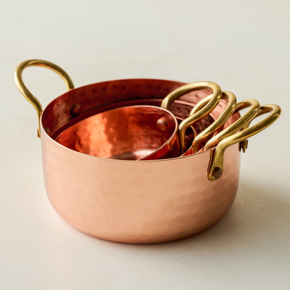 Hammered Copper & Gold Measuring Cups