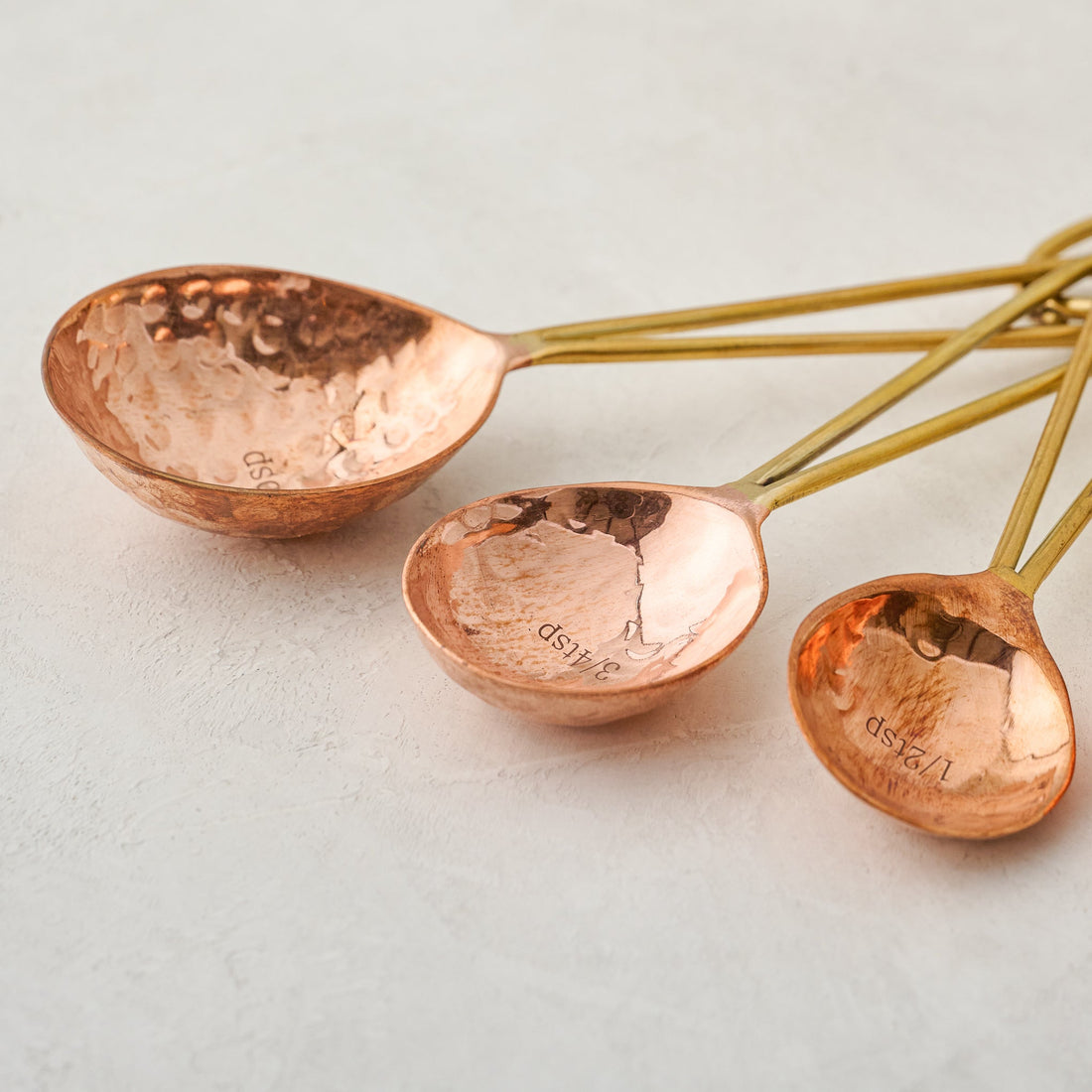 Hammered Copper and Gold Measuring Spoons