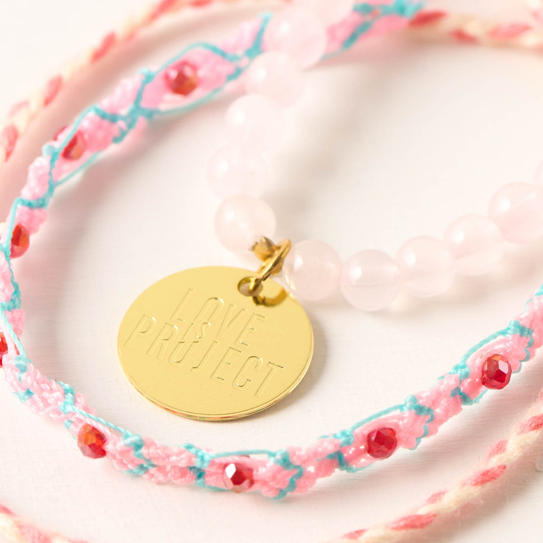 Pink Agate Bracelet Set