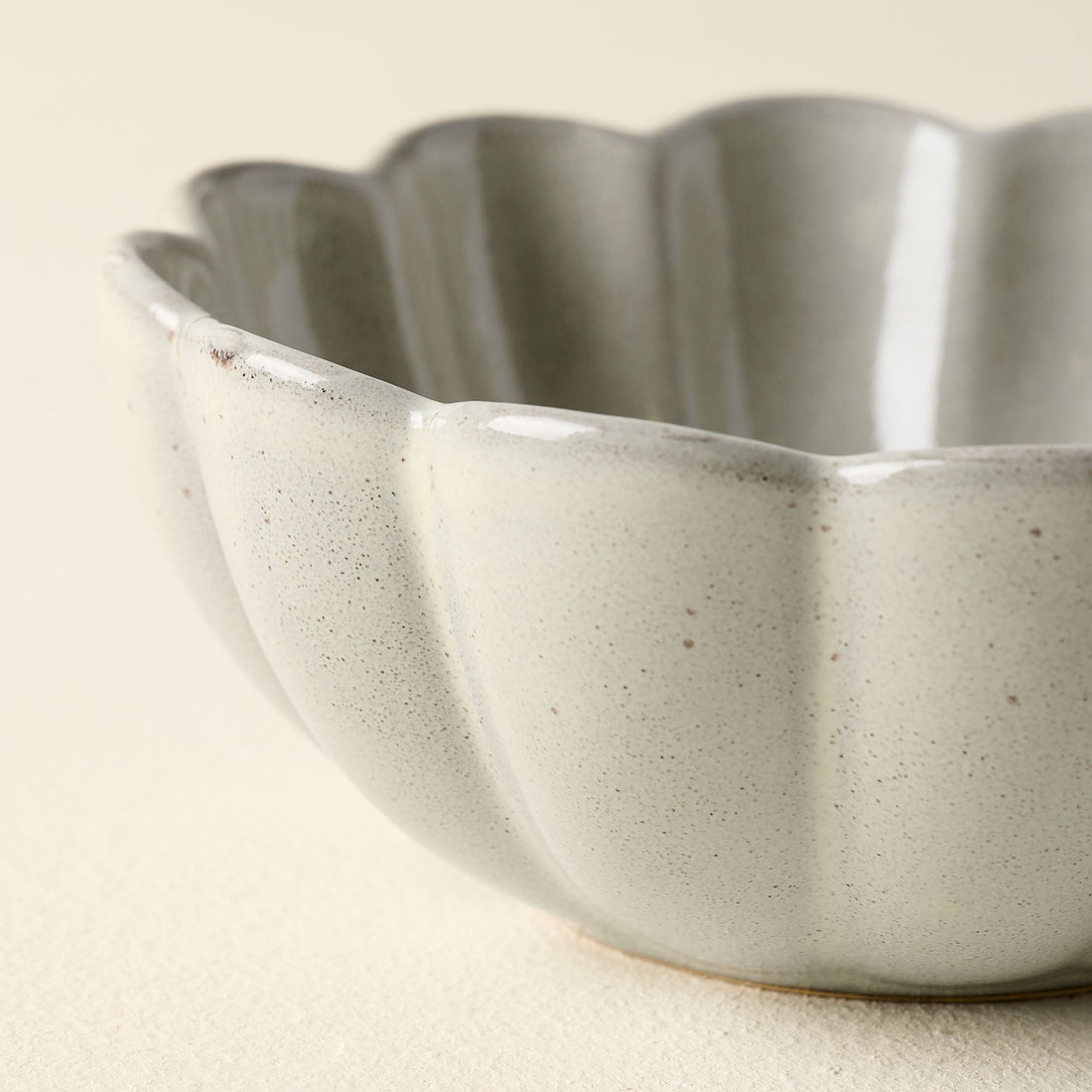 Grey Scalloped Cereal Bowl