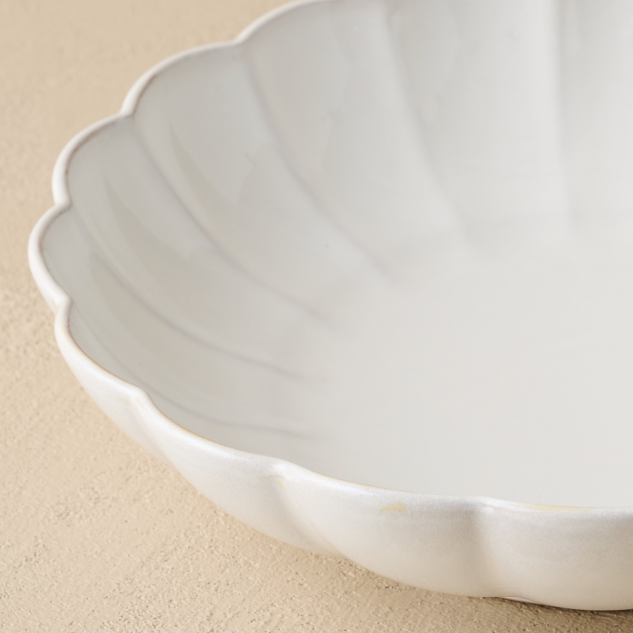 Oversized Cream Scalloped Serving Bowl