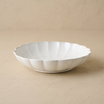 Oversized Cream Scalloped Serving Bowl