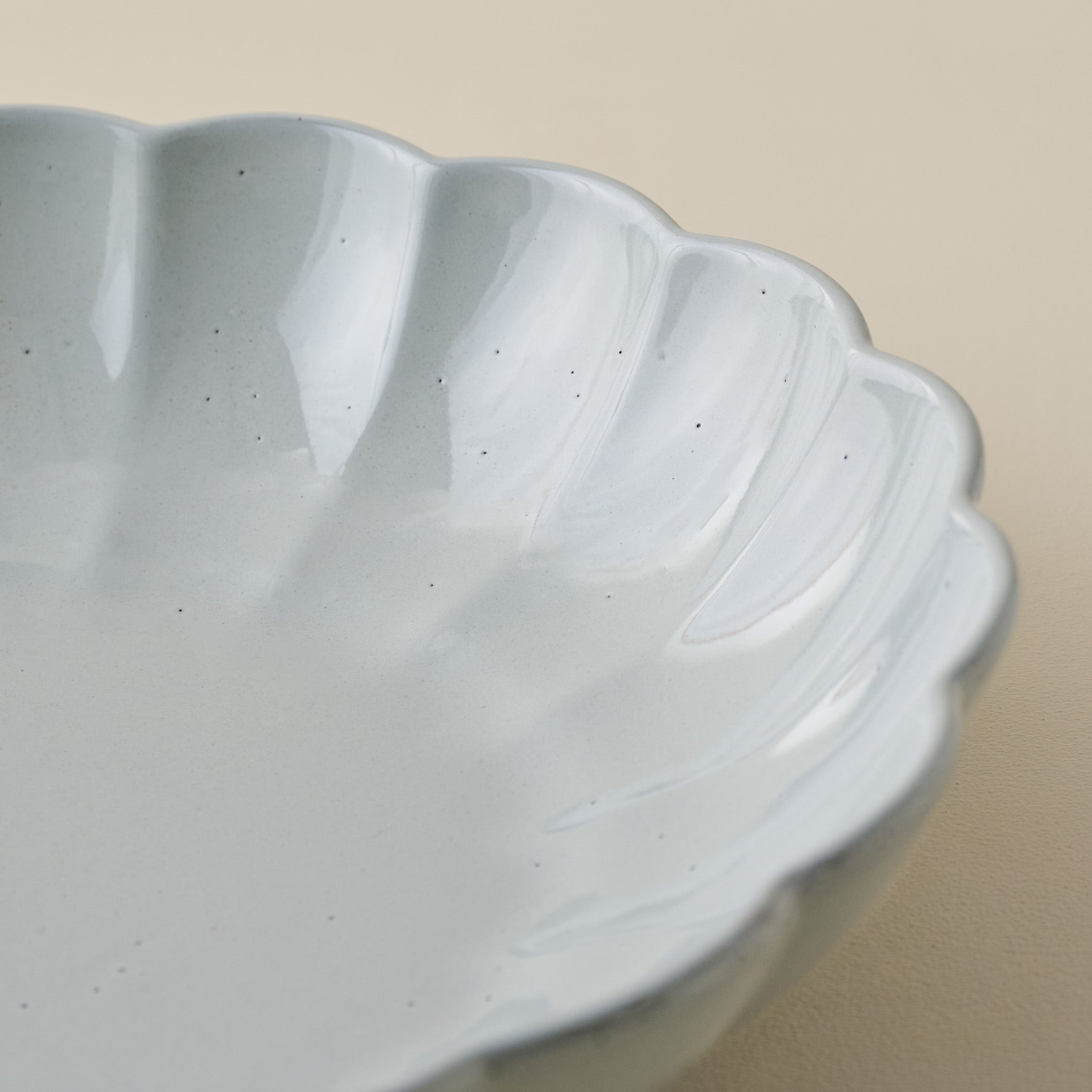 Oversized Grey Scalloped Serving Bowl