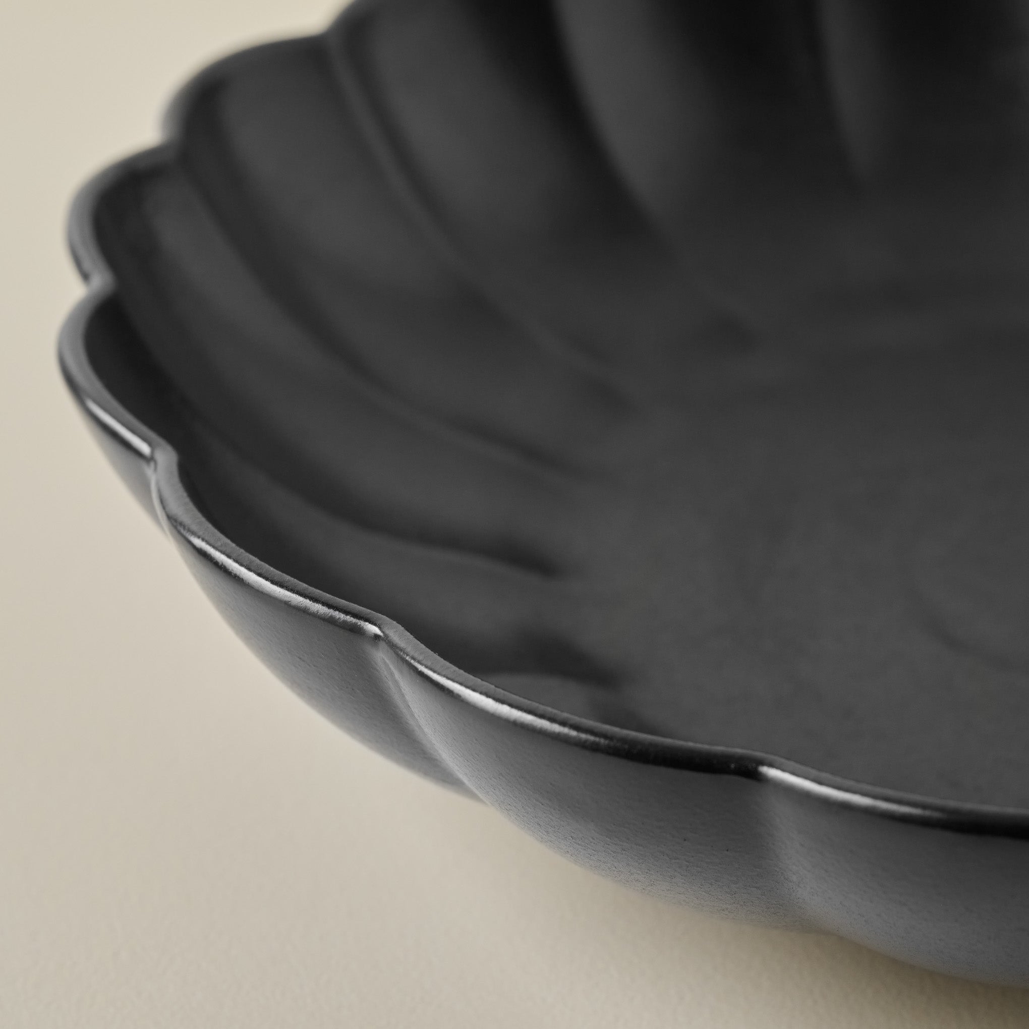 Oversized Black Scalloped Serving Bowl