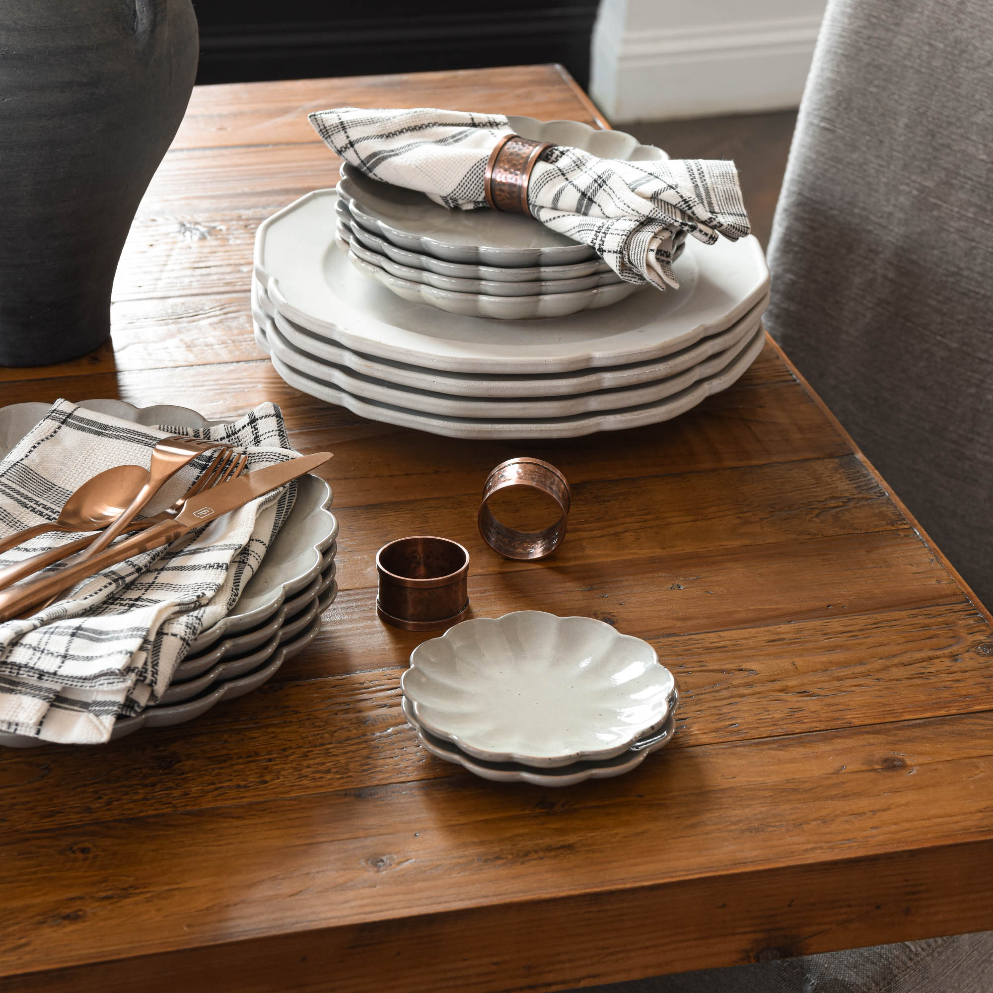 Grey Scalloped Plate