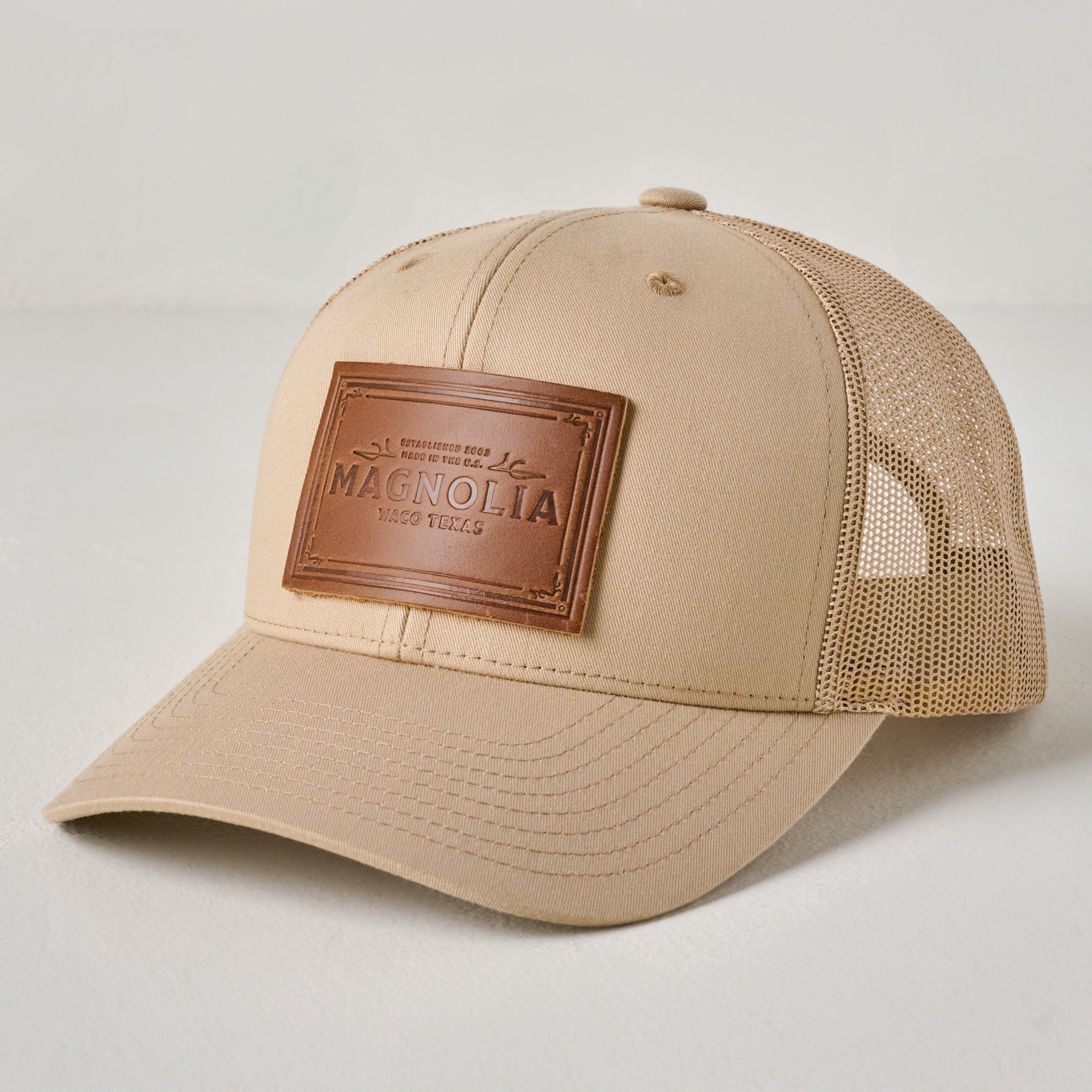 Magnolia Khaki Leather Patch Hat