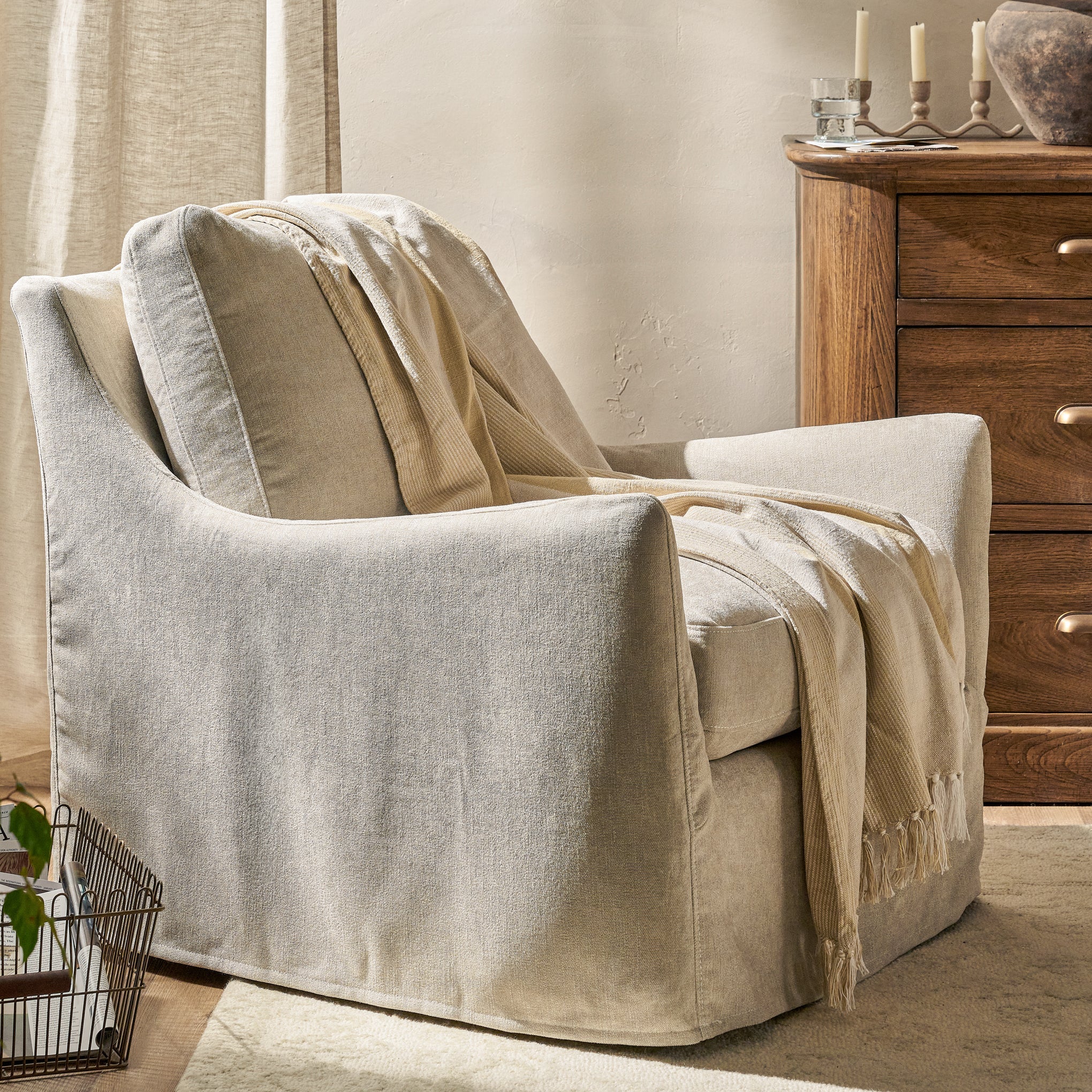 Sabine Slipcover Swivel Chair