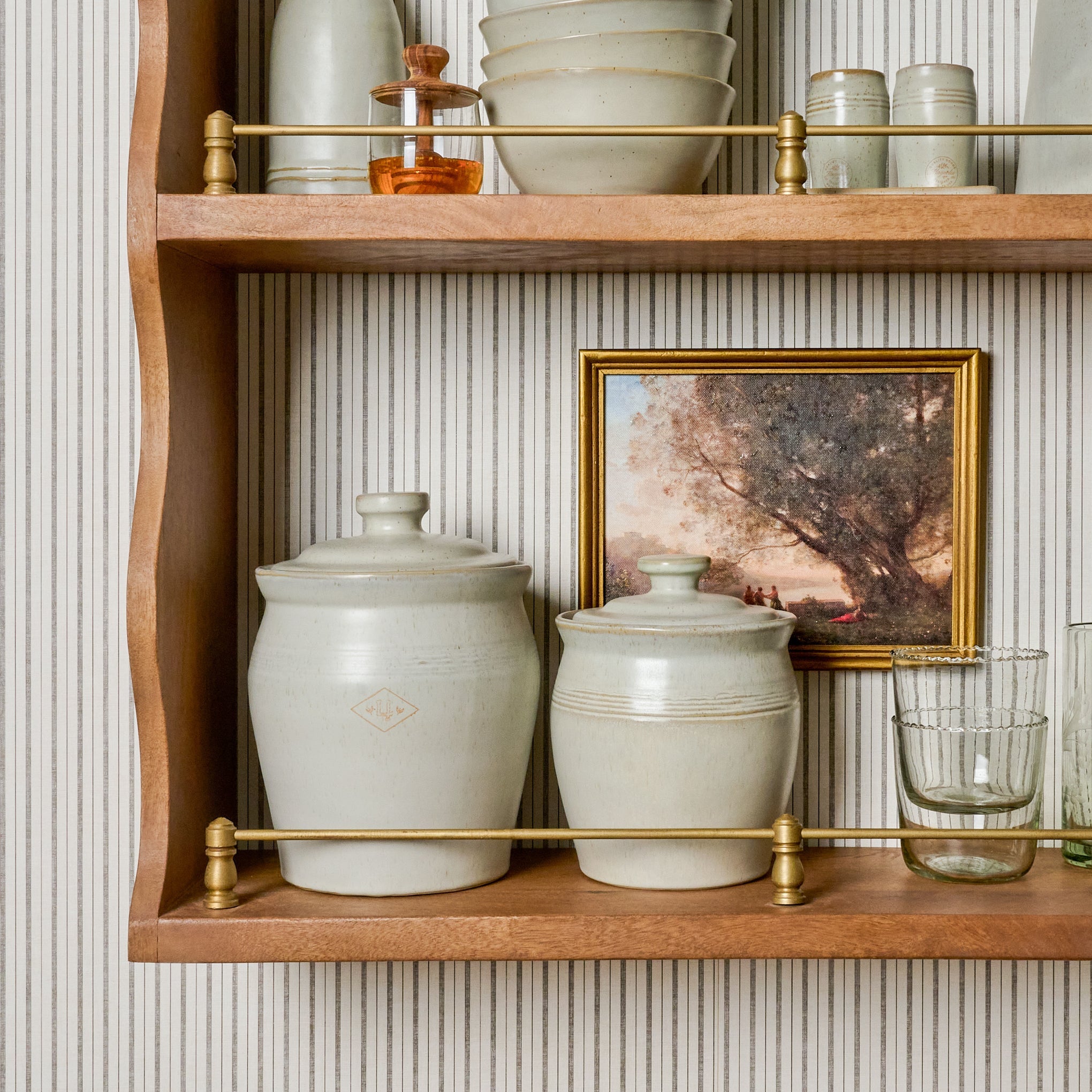 French Grey Embossed Stripe Canister