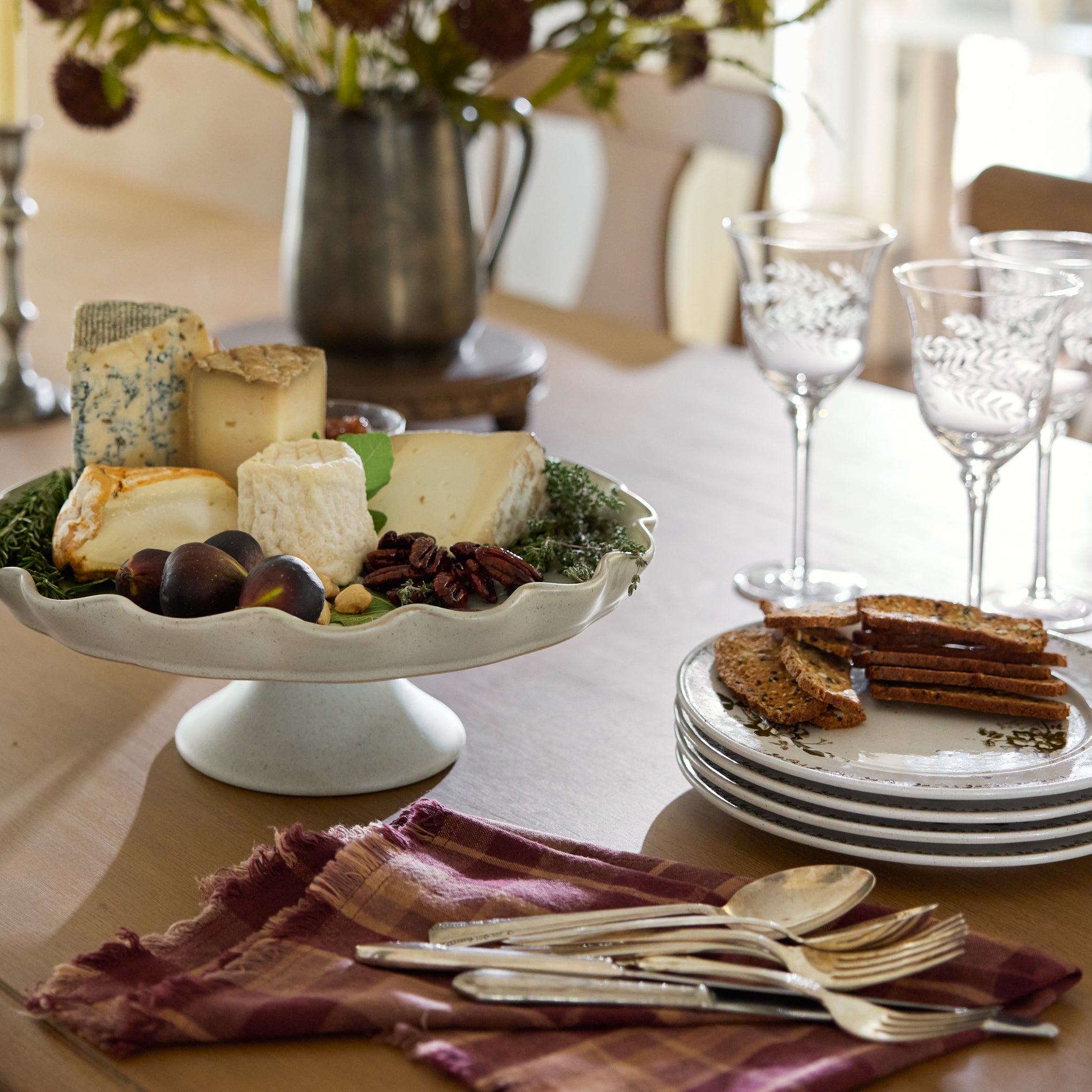 French Grey Ruffle Cake Stand with Dome