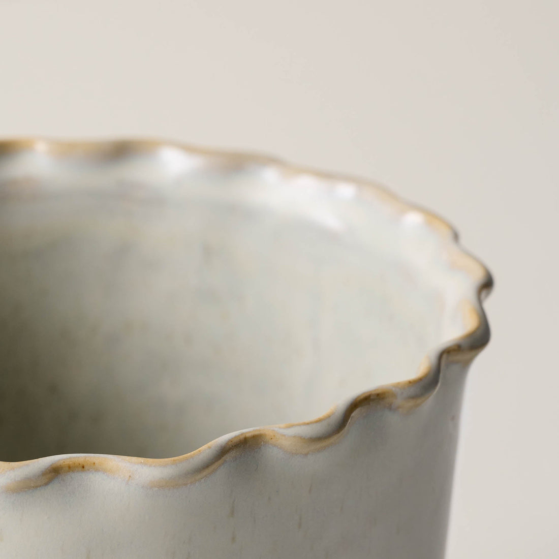 French Grey Ruffle Utensil Crock