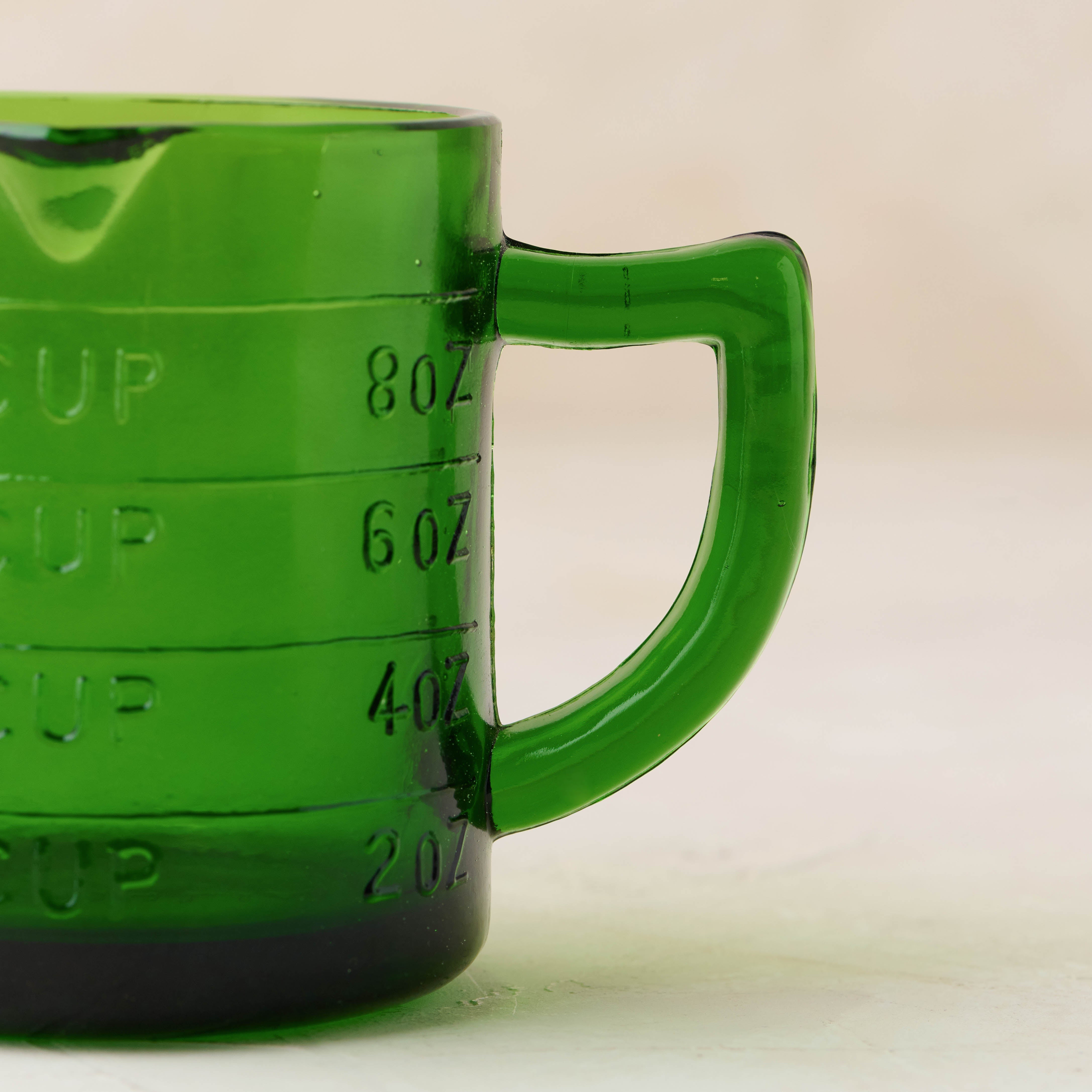 Green Glass One Cup Measuring Cup