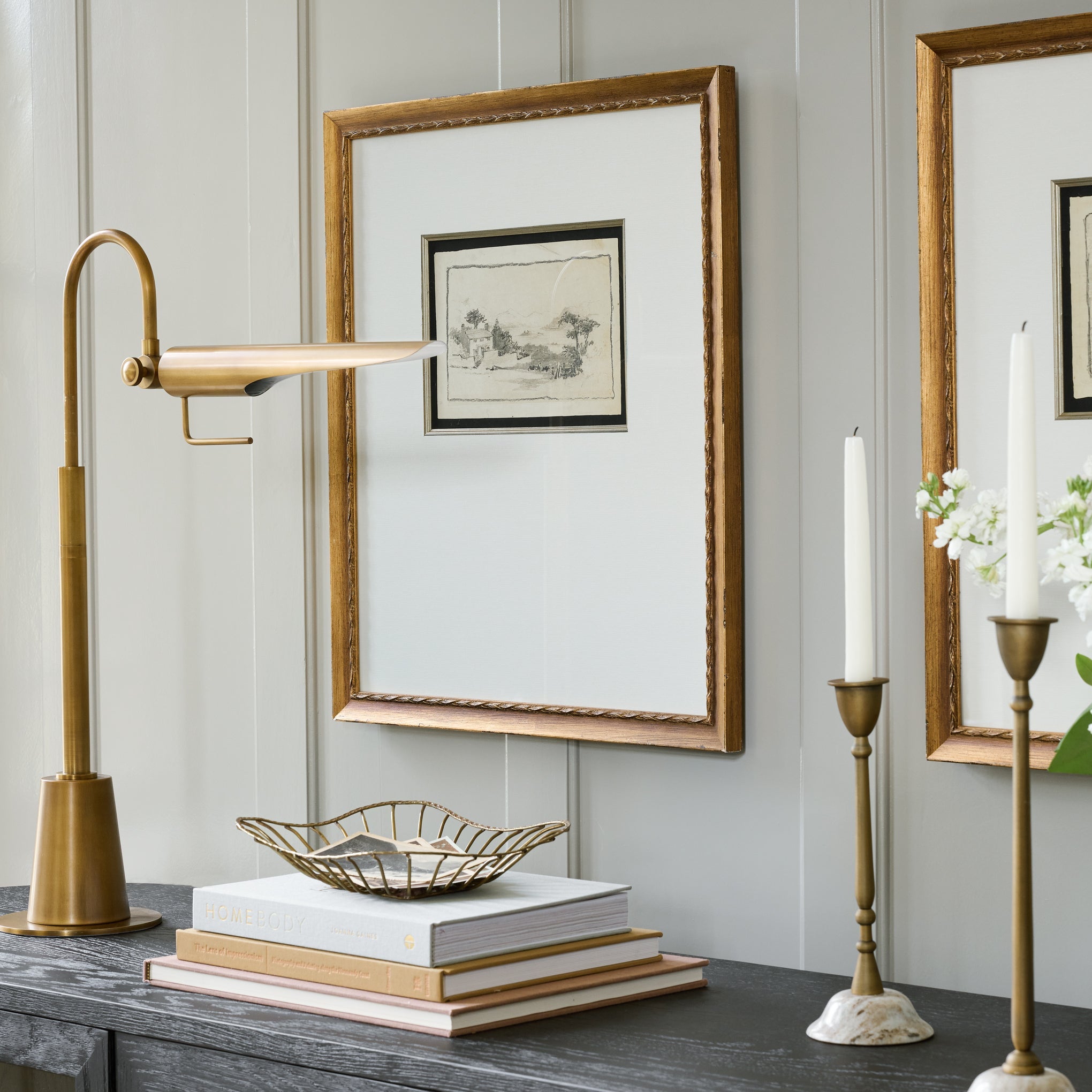 Linear Natural Brass Task Lamp