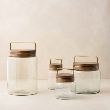 Wood with Antique Brass Canister