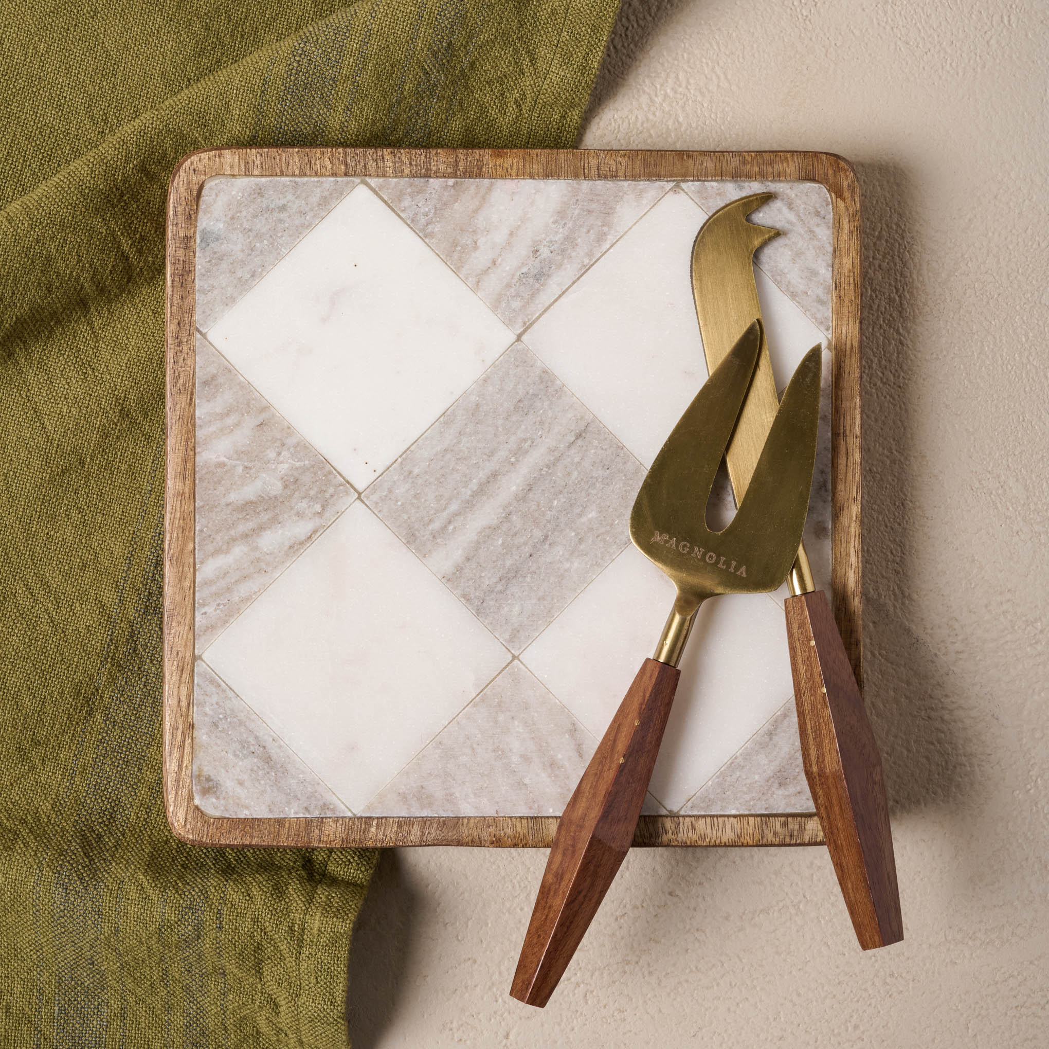 Everett Checkered Marble Trivet