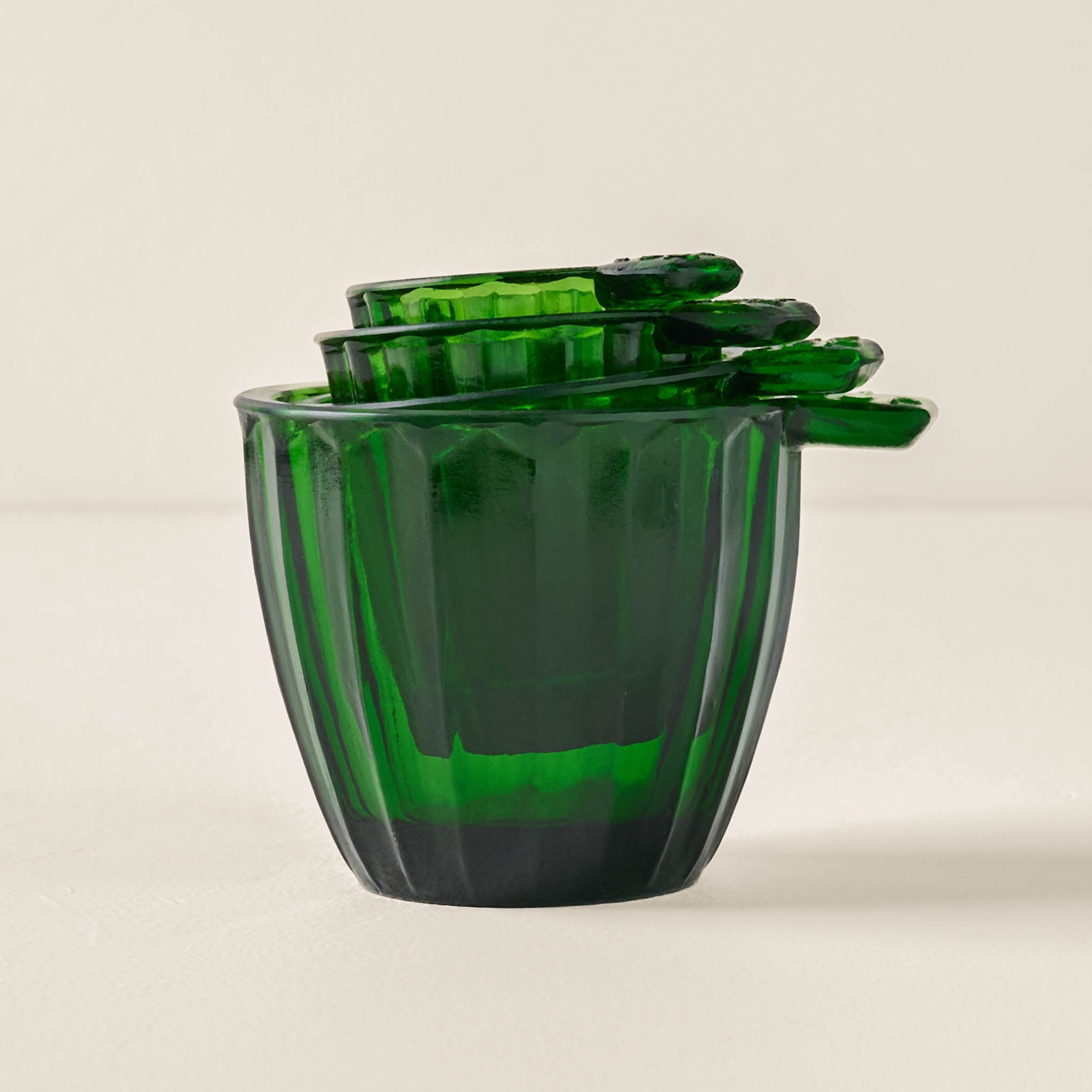 Green Glass Measuring Cup Set