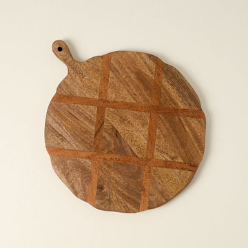 Antiqued Wood Round Serving Board
