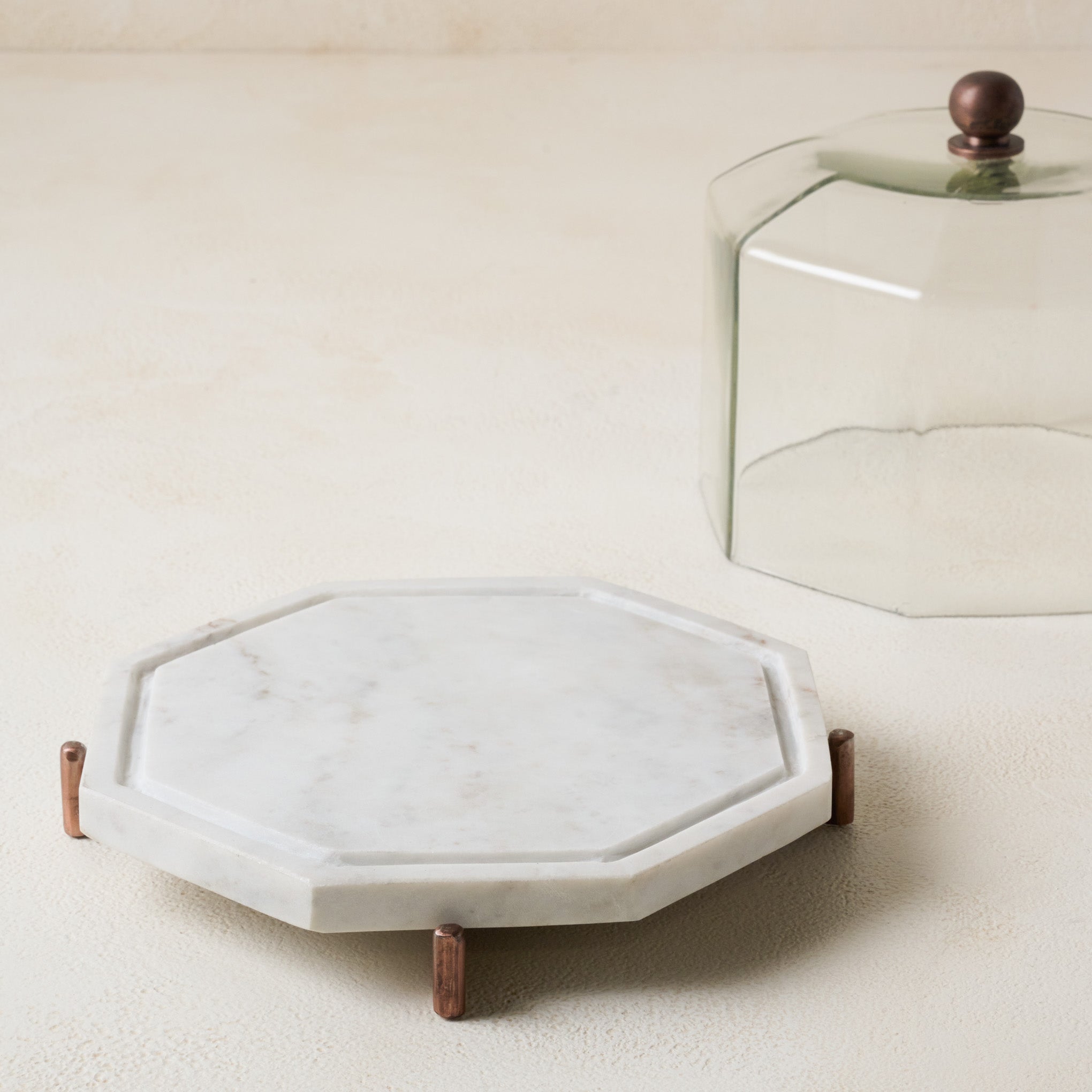 Marble and Copper Cake Stand