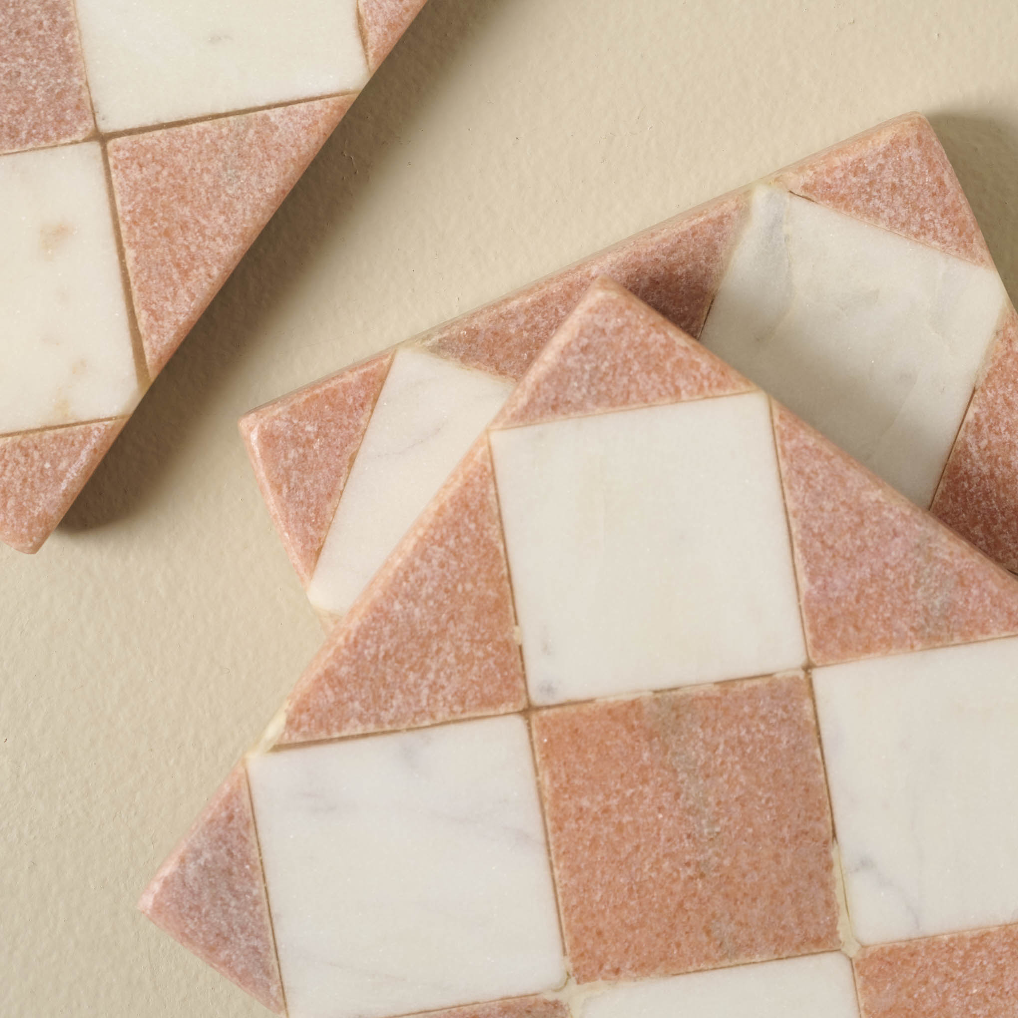 Carmella Checkered Marble Coasters Set of Four
