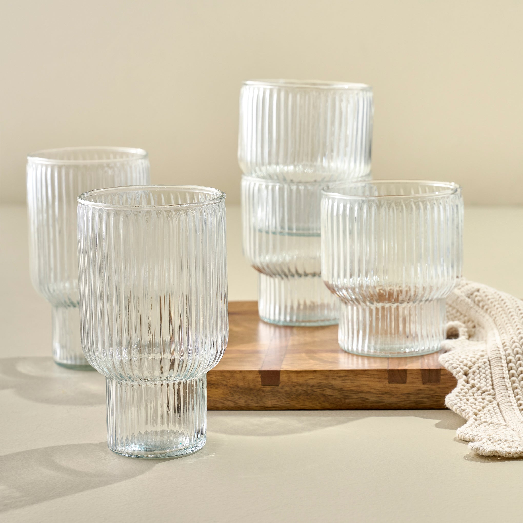 Atlas Ribbed Stacking Glass Tumbler