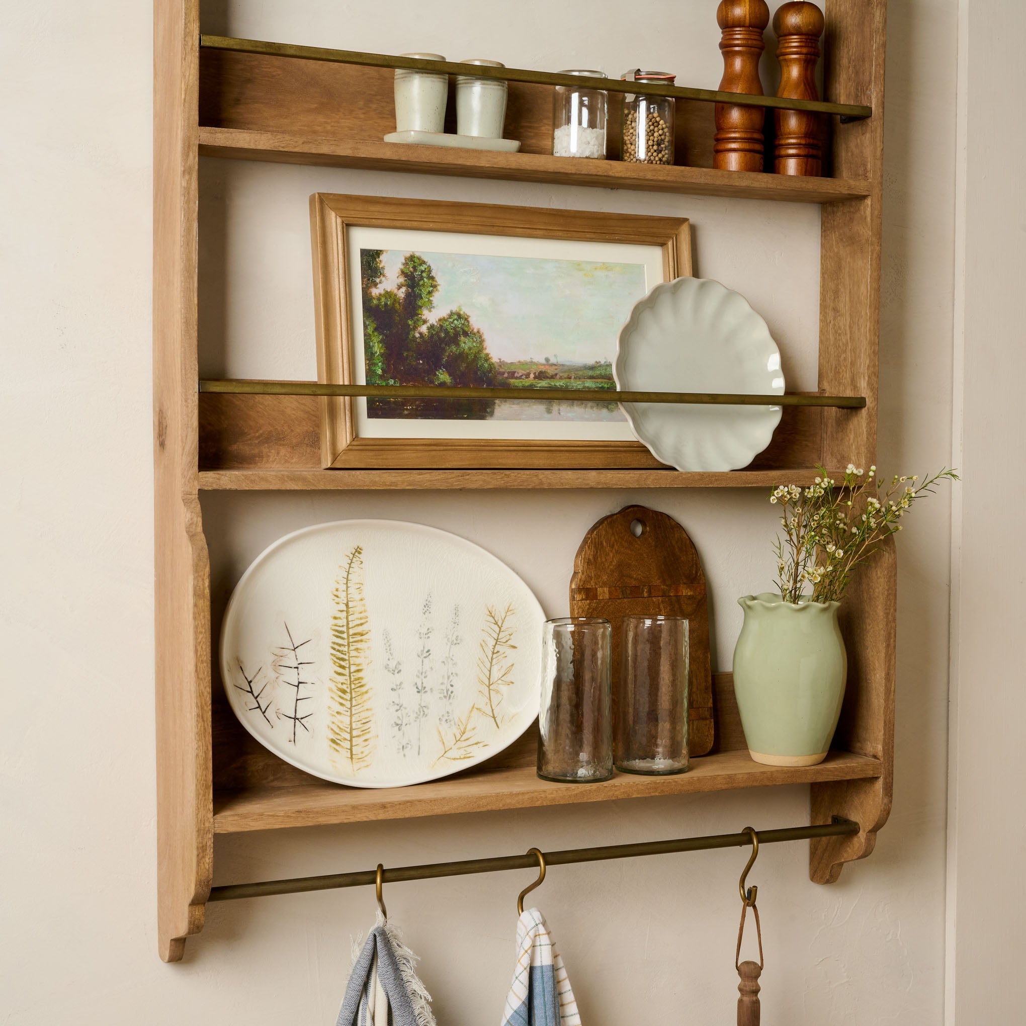 Hannon Wood and Brass Display Shelf