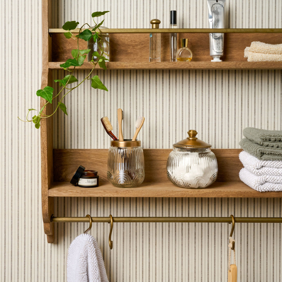 Hannon Wood and Brass Display Shelf