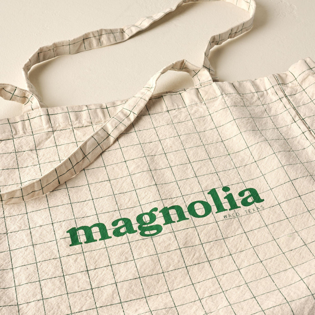 Magnolia Green Grid Retro Tote