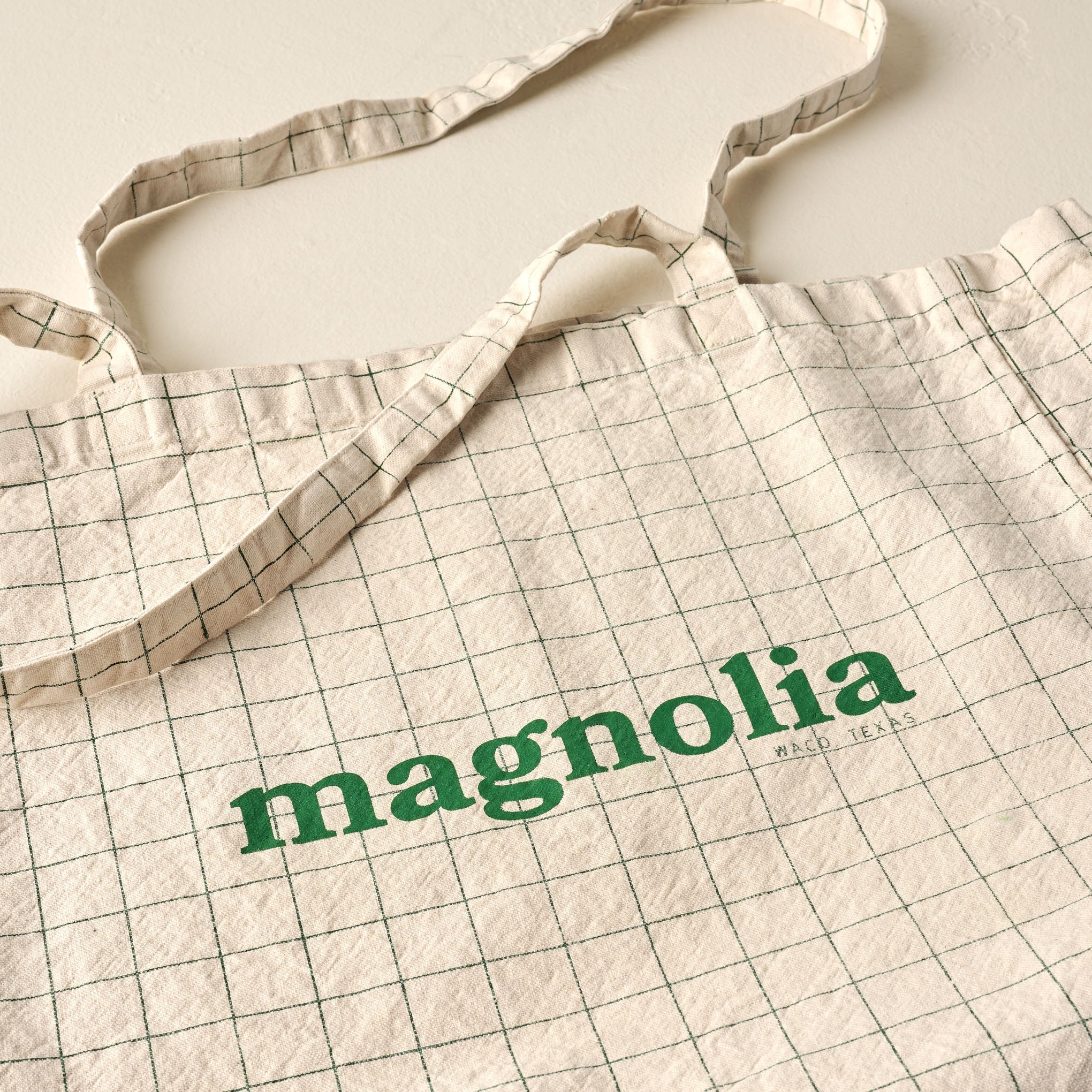 Magnolia Green Grid Retro Tote