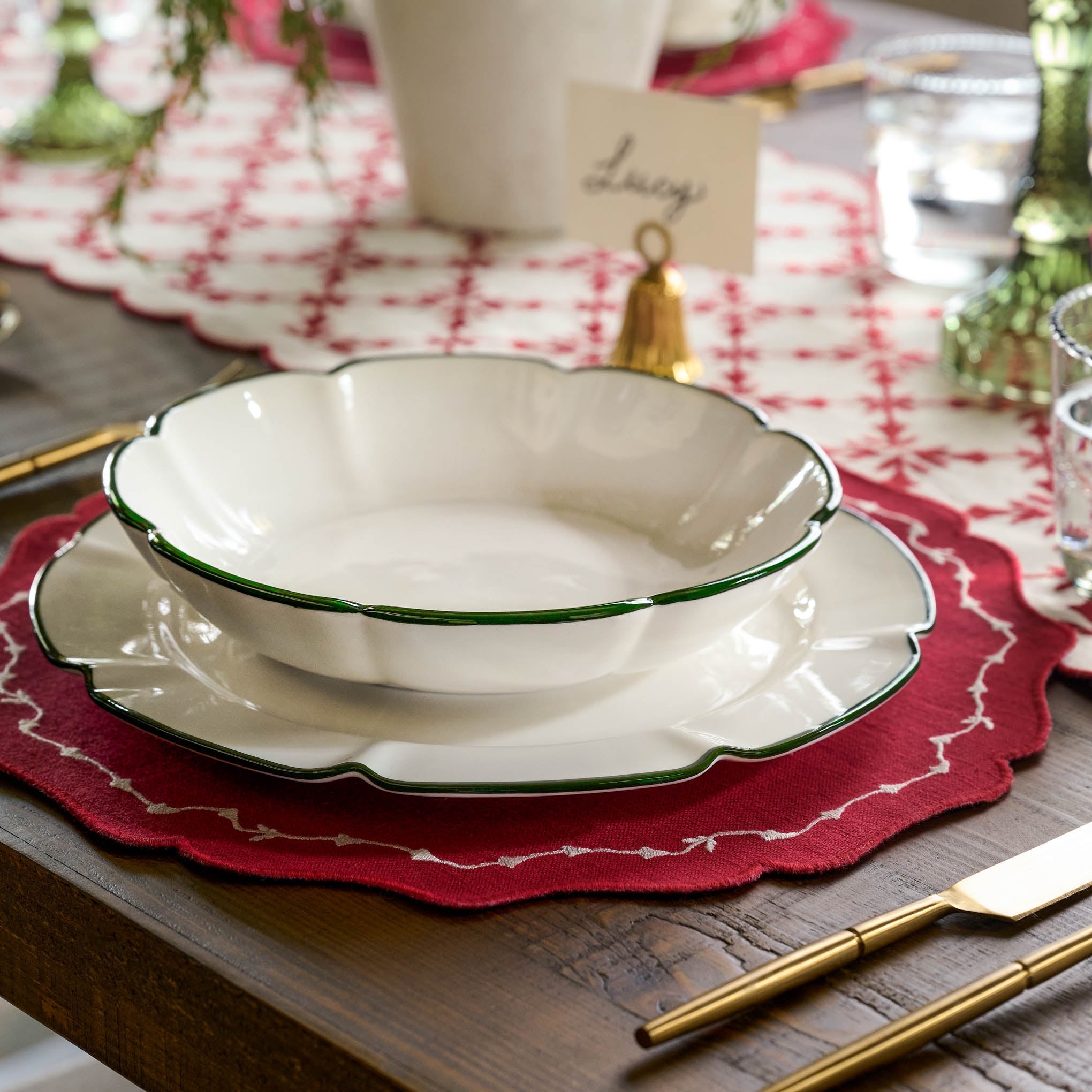 Green Luna Scalloped Pasta Bowl