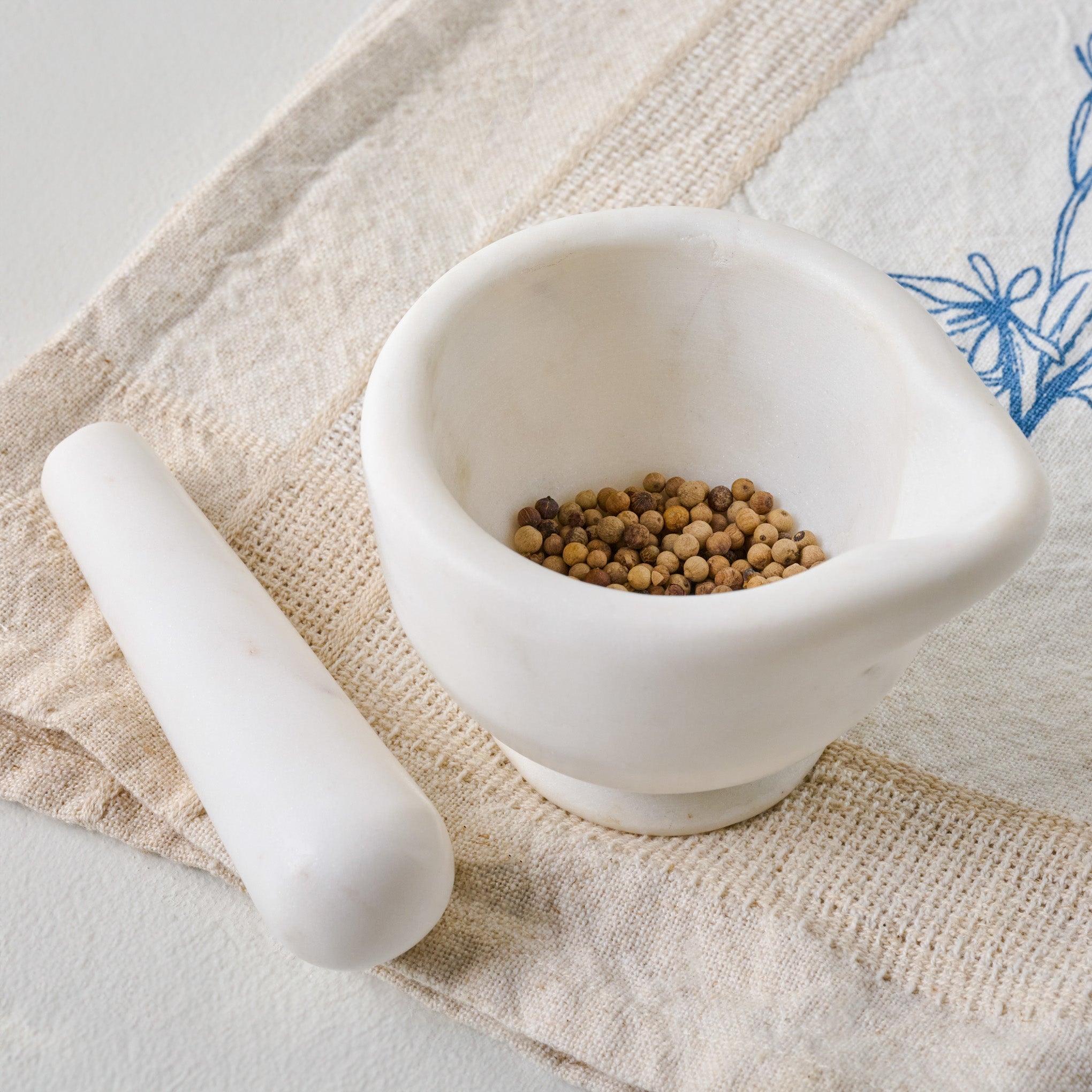 White Marble Mortar + Pestle