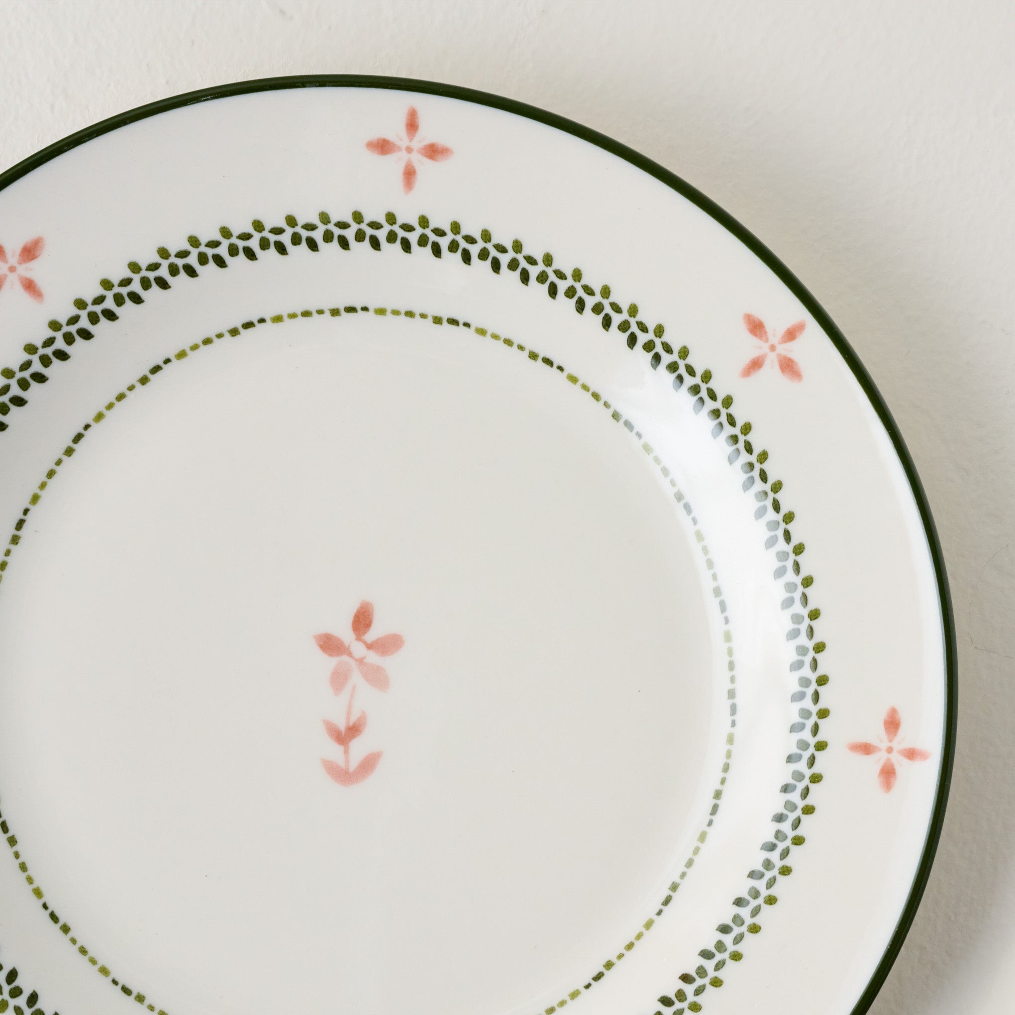 Green Luna Floral Salad Plate