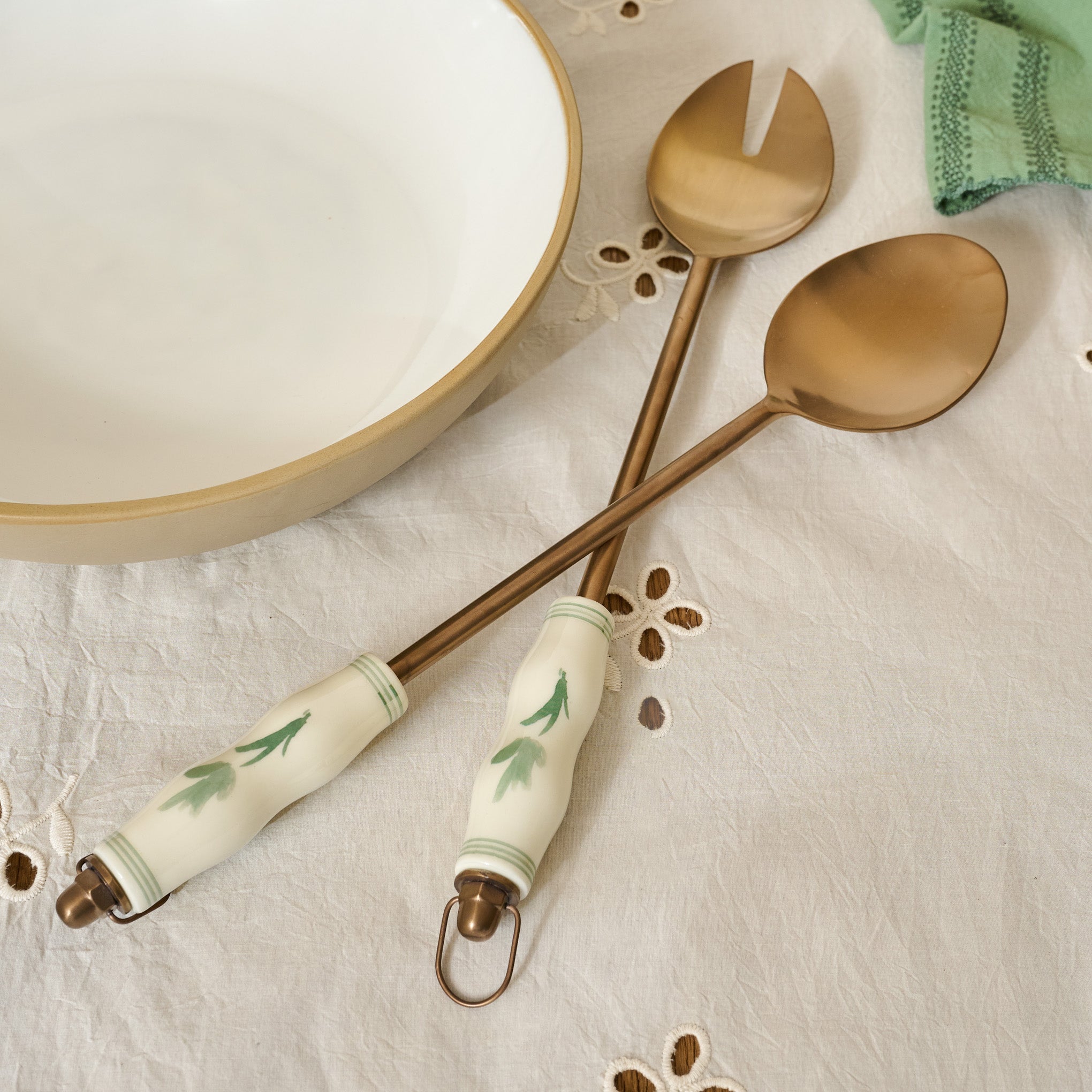 Copper Floral Serving Utensil Set