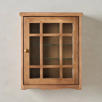 Antiqued Wood Window Pane Display Cabinet