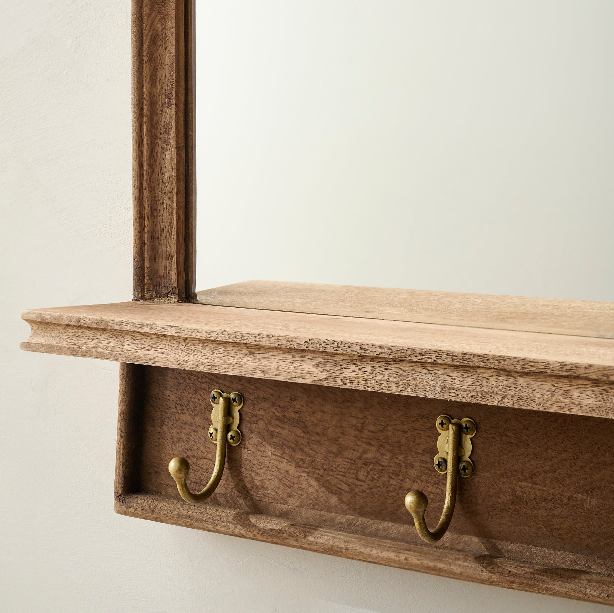 Oversized James Mirror with Hooks and Shelf