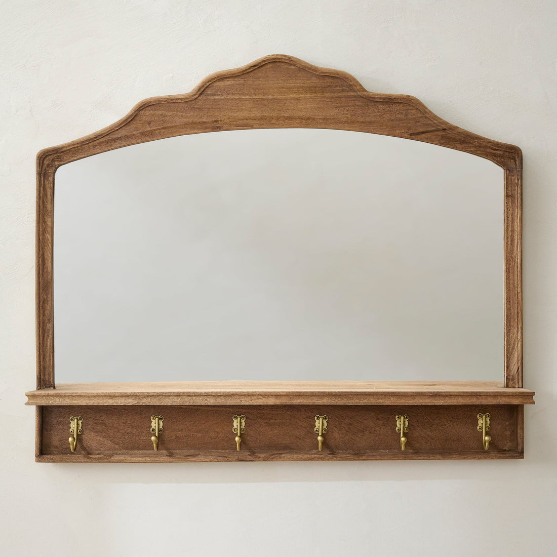Oversized James Mirror with Hooks and Shelf
