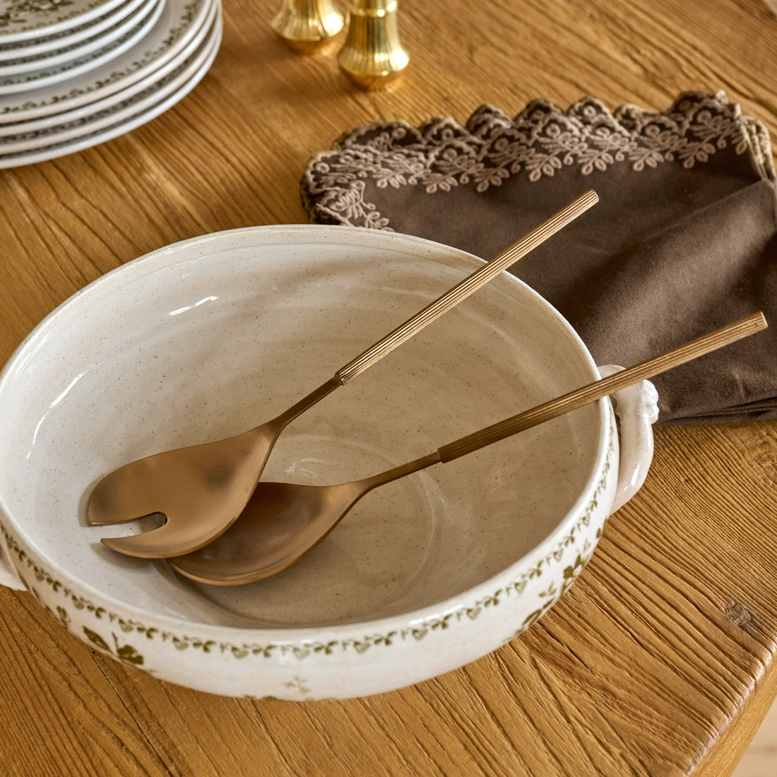 Antique Copper Ribbed Serving Set