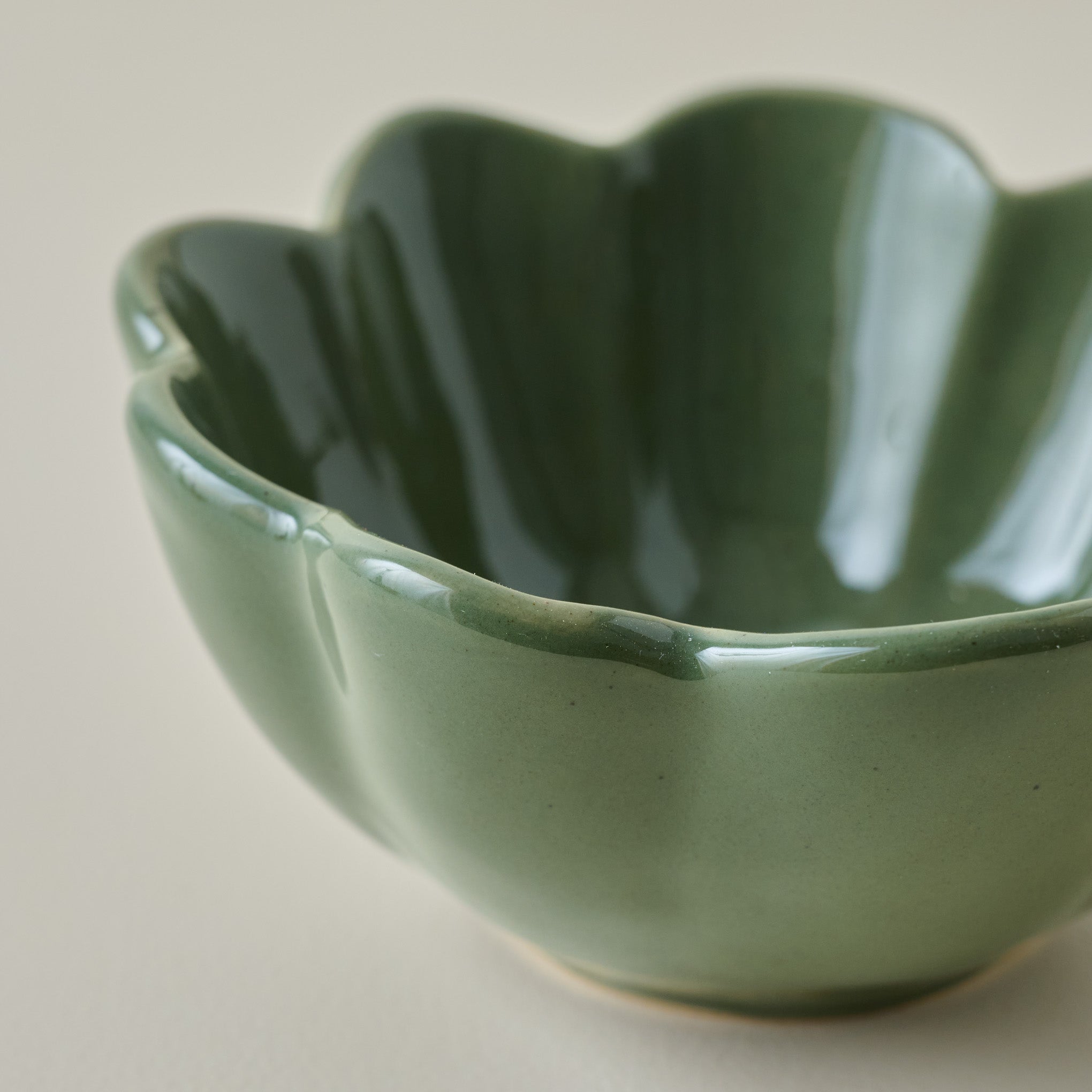 Forest Green Scalloped Mini Bowl