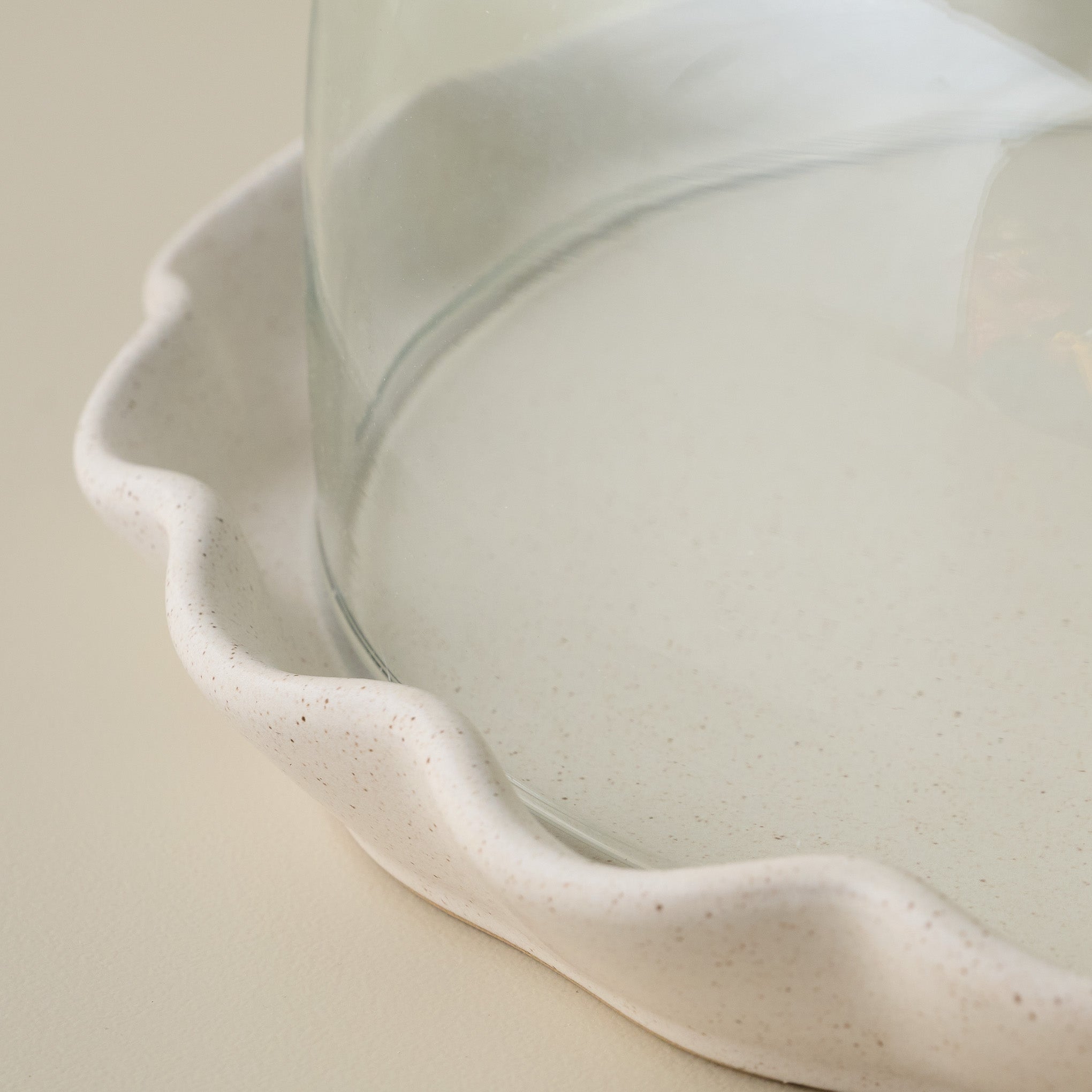 French White Ruffle Cake Plate + Dome