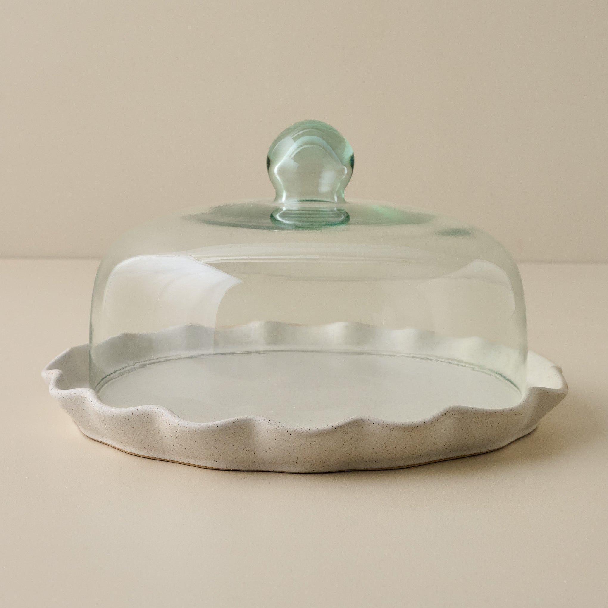 French White Ruffle Cake Plate + Dome