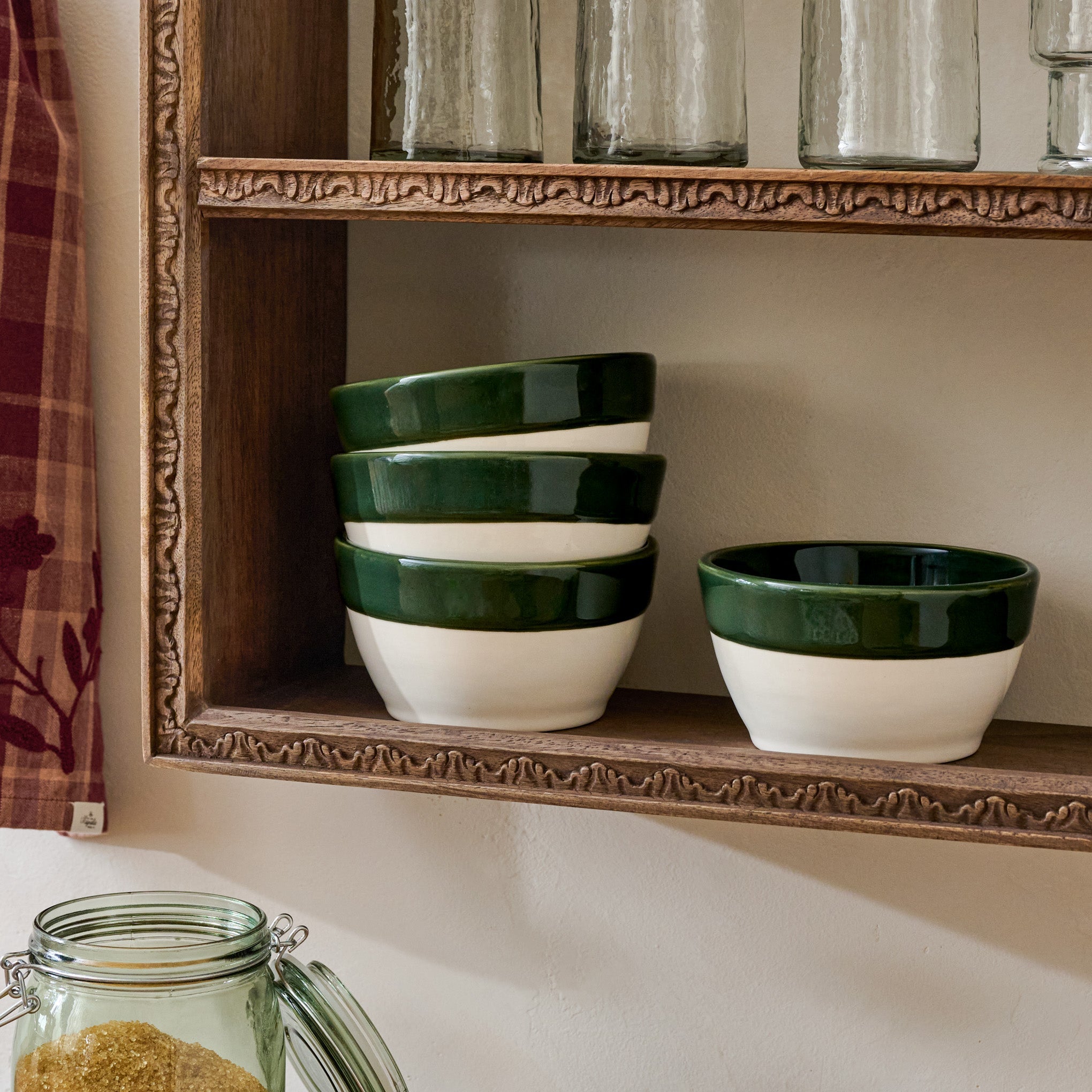 The Cottage Collection Green Rim Cereal Bowl