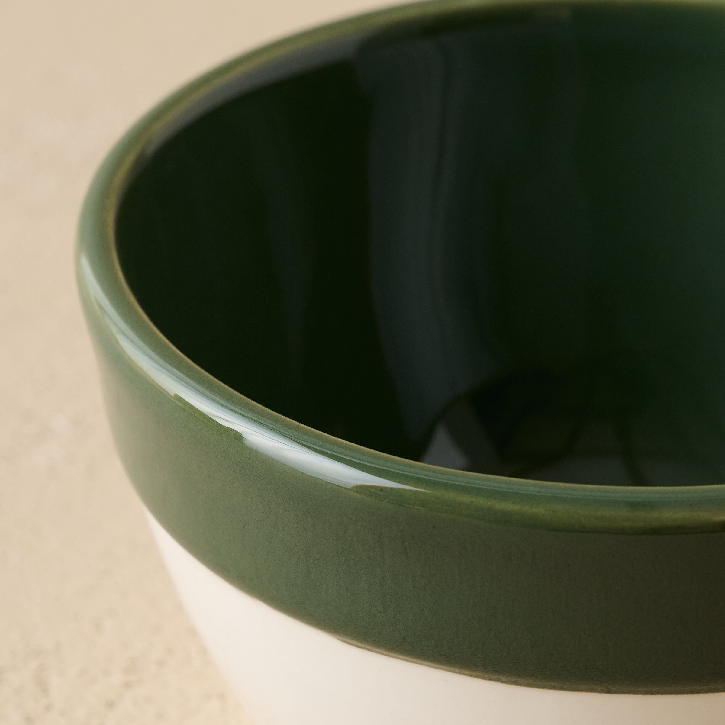 The Cottage Collection Green Rim Cereal Bowl