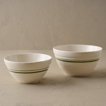 The Cottage Collection Forest Green Striped Mixing Bowl Set