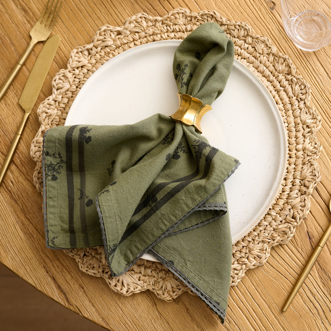 Magnolia Green Ditsy Rose Napkin Set of Four