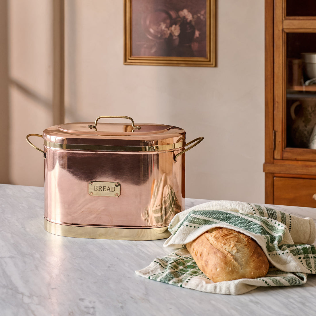 Magnolia Copper Bread Box
