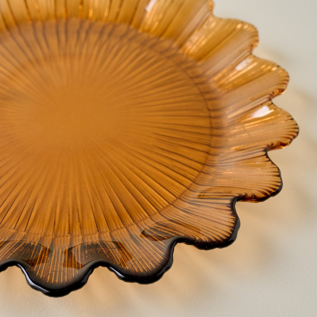 Emmeline Amber Scalloped Glass Plate