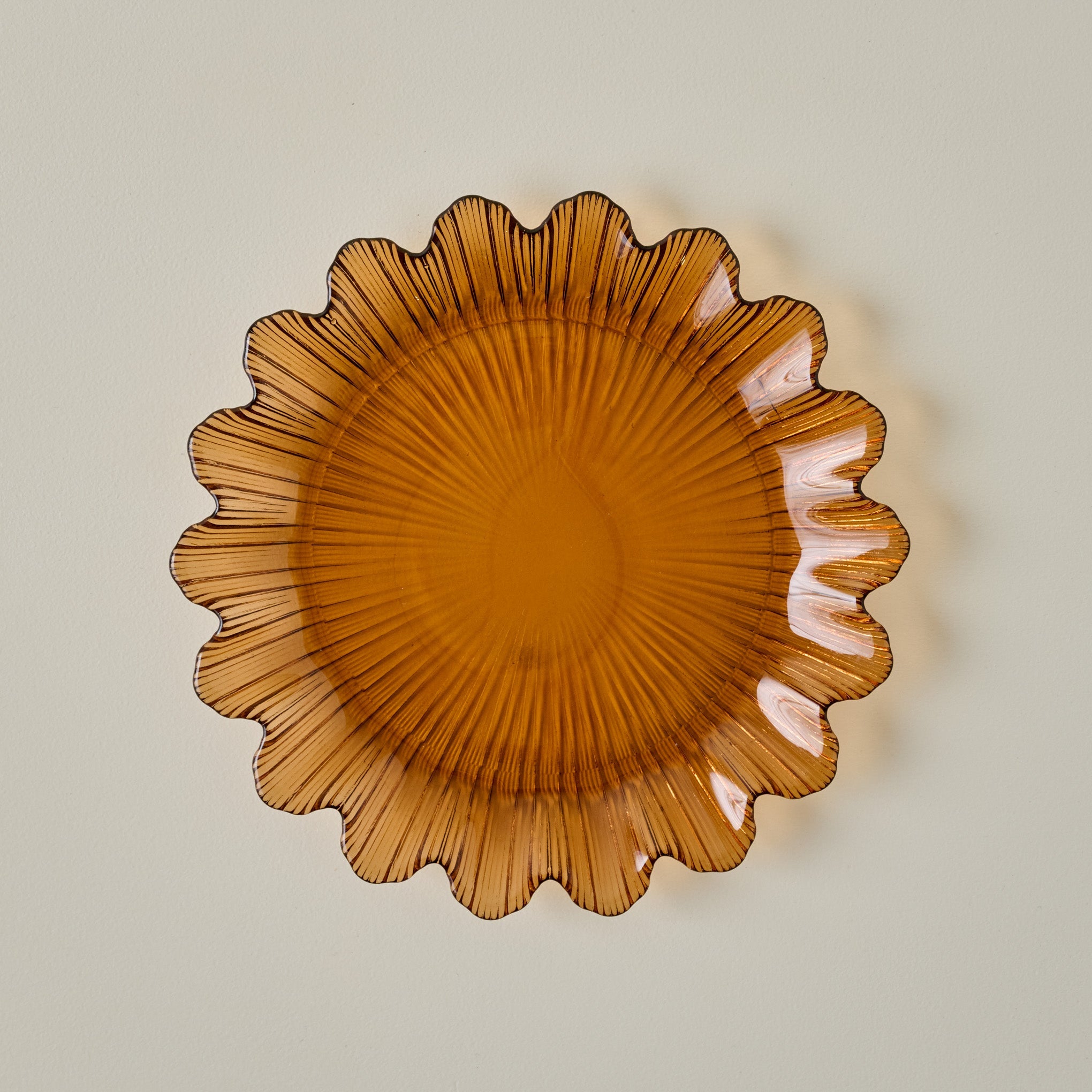 Emmeline Amber Scalloped Glass Plate