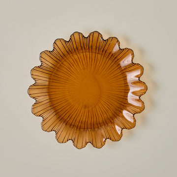 Emmeline Amber Scalloped Glass Plate