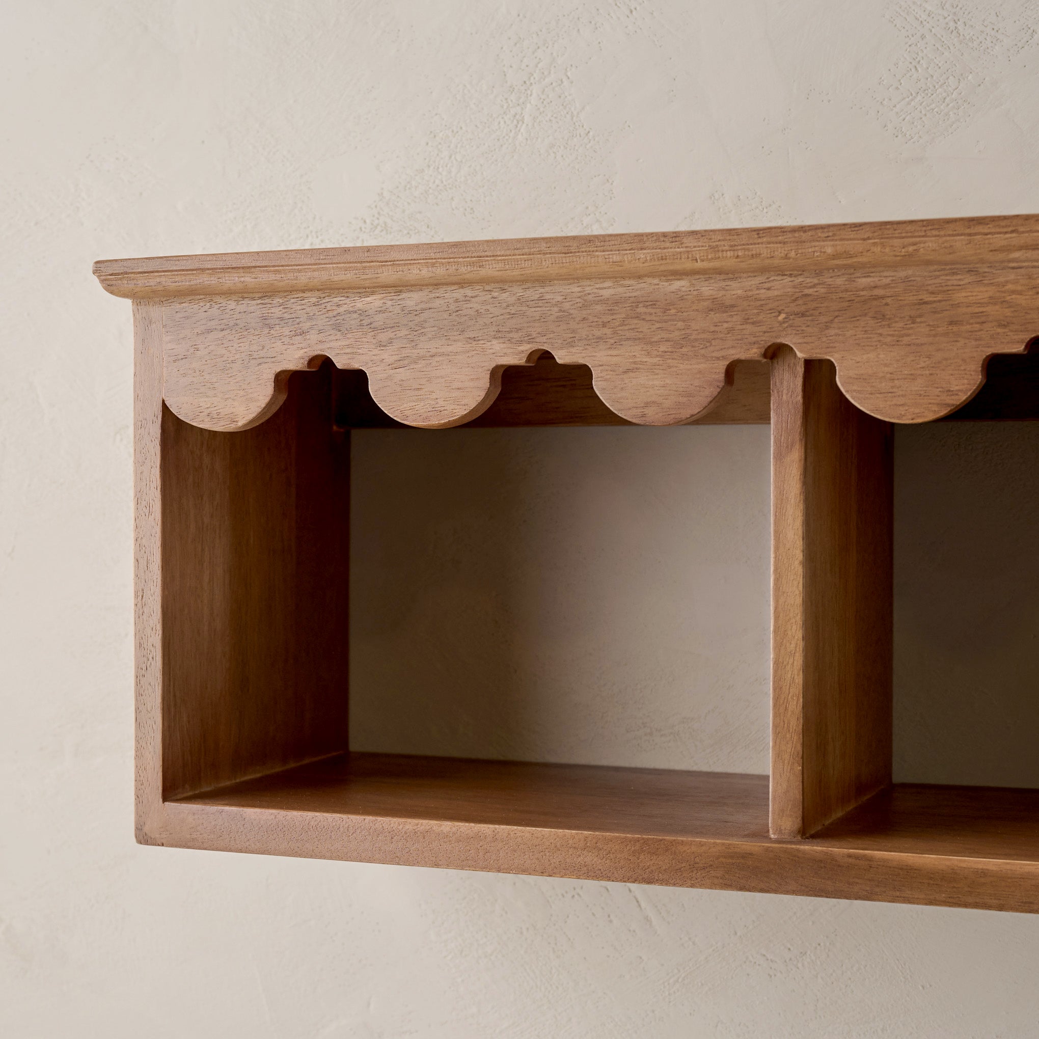 Linnea Antiqued Wood Cubby Shelf