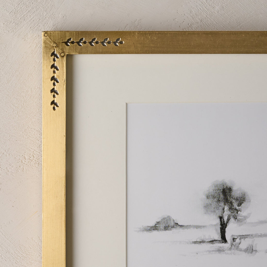 Floral Antique Brass Picture Frame